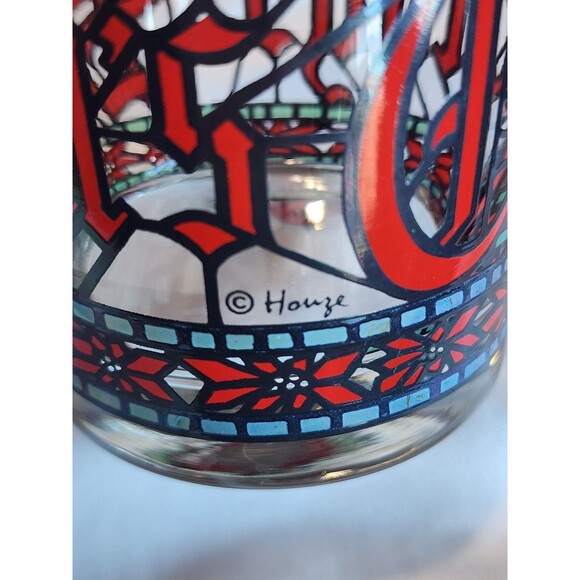 1970s Cera Houze Merry Christmas Seasons Greetings Gold Trimmed Set Of 4 Glasses - Picture 3 of 16